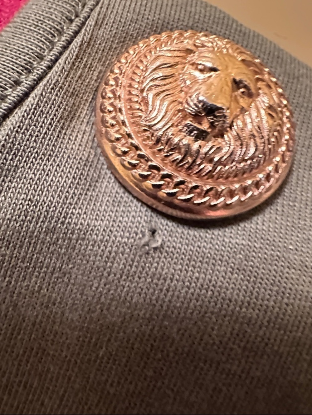 Balmain Paris tank top OLIVE GREEN with Gold Shoulder Buttons and front logo - Picture 9 of 12